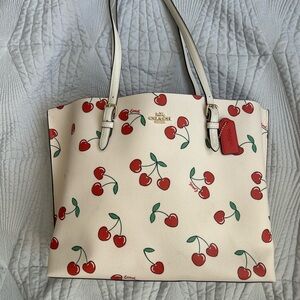 Coach Mollie Tote with Red Cherry Heart Print